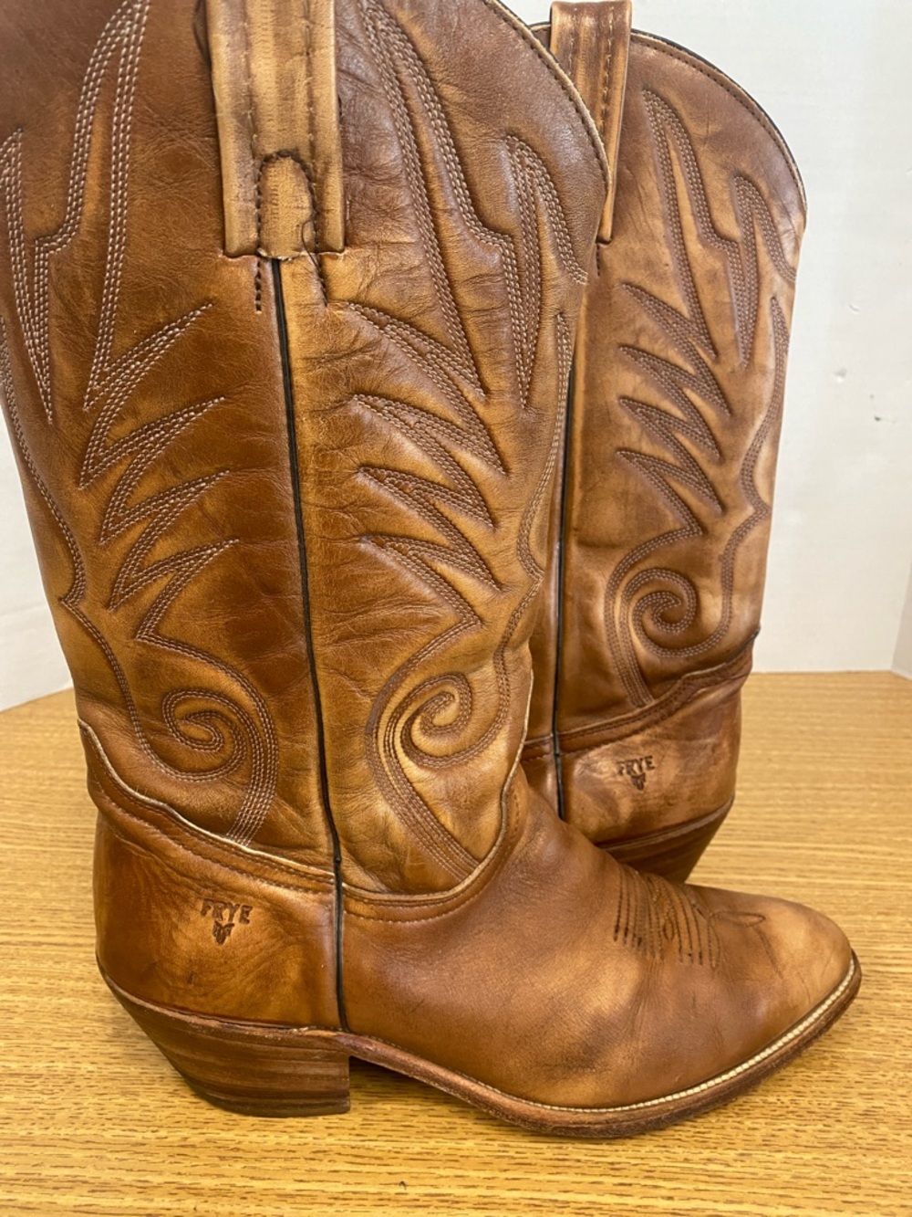 Frye Chestnut Brown Leather Western Boots